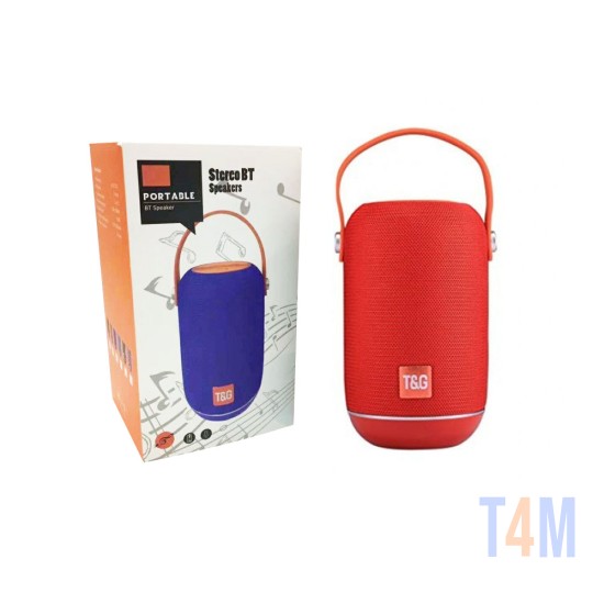 COLUNA BLUETOOTH PORTÁTIL T&G TG-107 CHAMADAS VIVA-VOZ/TF/AUX/FM V4.2 COM ALÇA VERMELHO